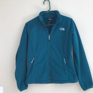 Teal fleece North Face zip up jacket